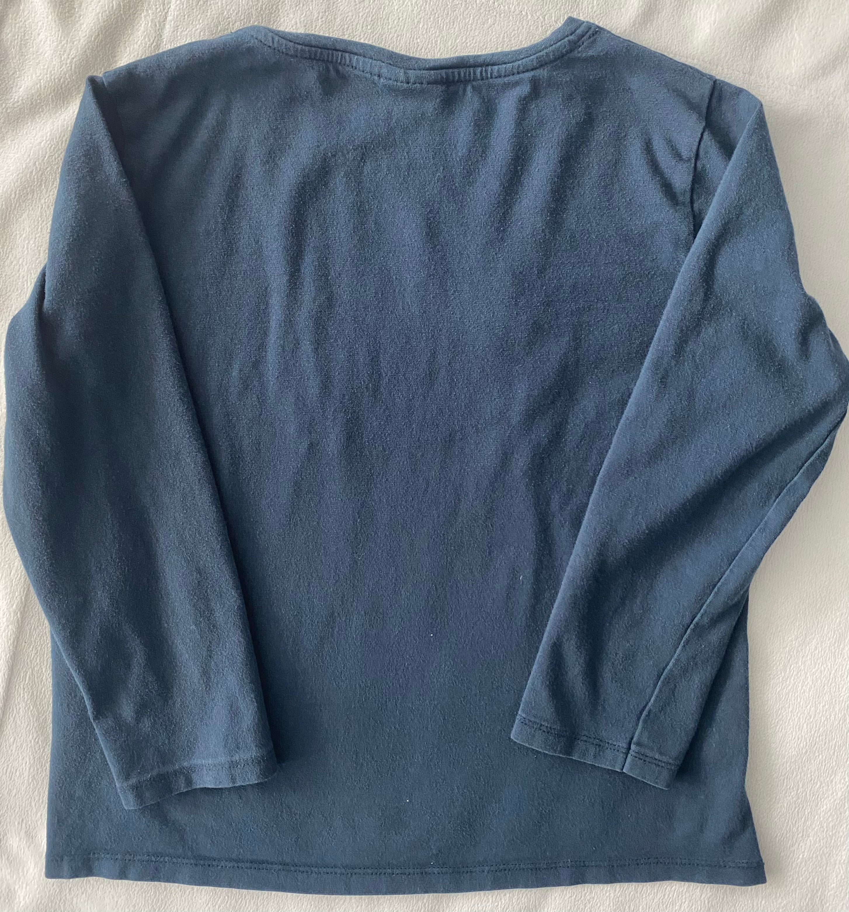 ZARA Mädchen Langarmshirt blau Größe 128 Rückseite schlicht Kinder Oberteil langarm
