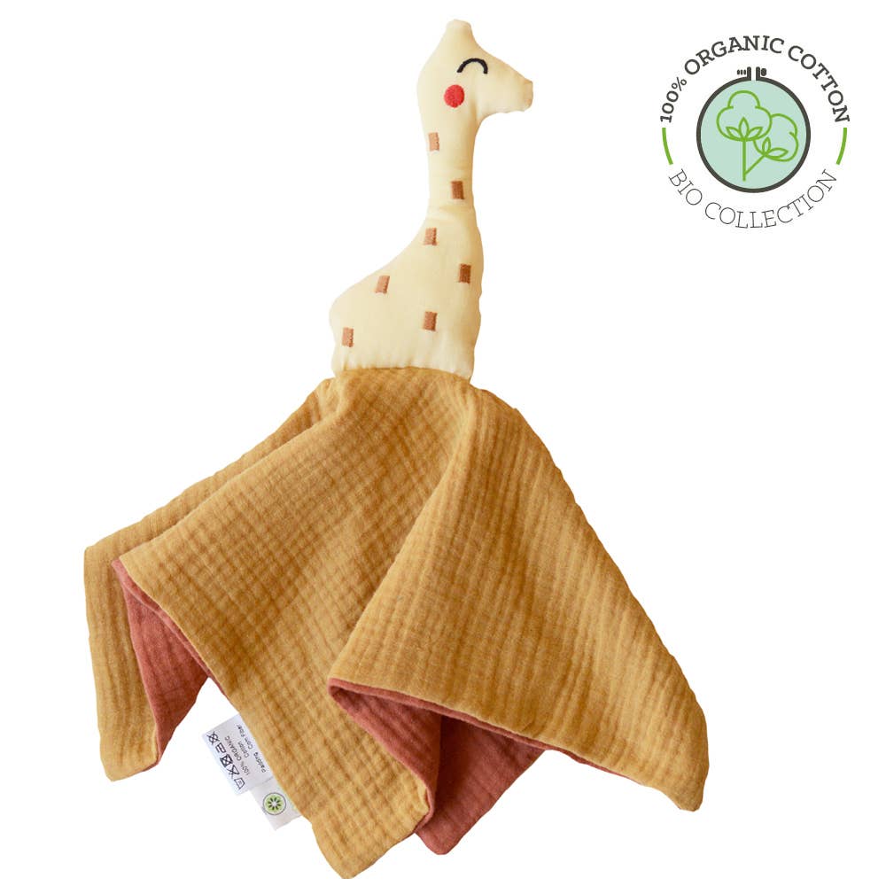Giraffe Schmusetuch Baby aus 100% Bio Baumwolle Musselin – weiches Schnuffeltuch nachhaltig