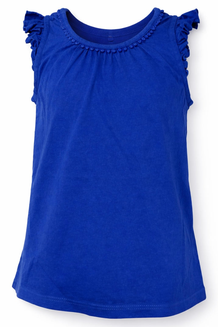BODEN Mädchen Top royalblau mit Rüschen Gr. 110 Vorderansicht