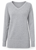 Vorderansicht grauer Damen Pullover XS Jonas Nielsen Stockholm Feinstrick mit breitem Bündchen