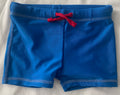 Kinder Badehose Jungen Größe 80 blau mit roter Kordel Orsolino Vorderansicht sportlich