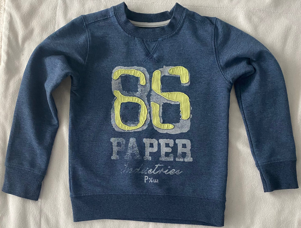 Kinder Sweatshirt blau Größe 86 Print Detail vorne