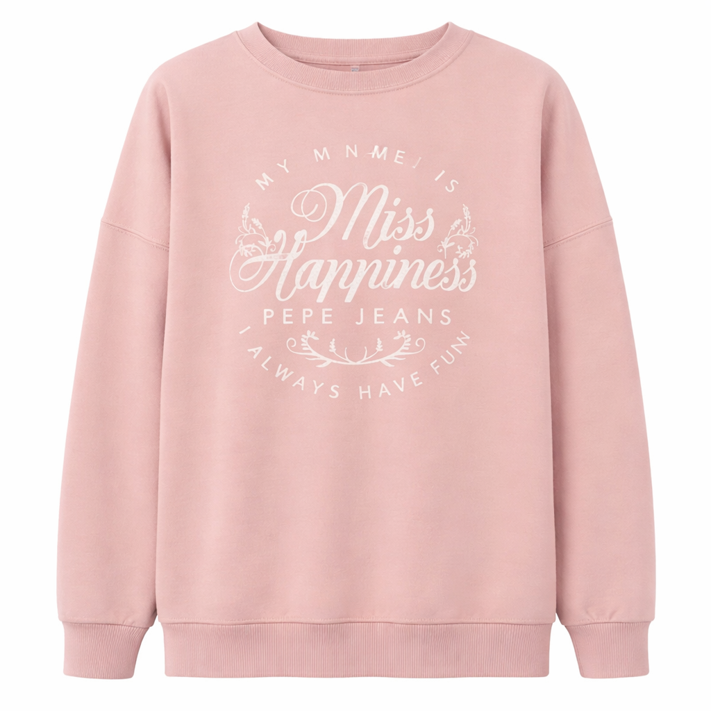 Mädchen Sweatshirt rosa von Pepe Jeans mit Miss Happiness Print – bequemer Pullover für Kinder
