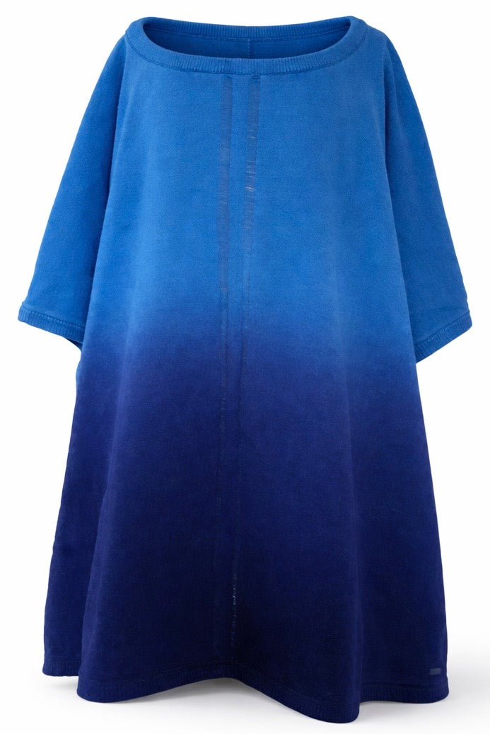 Tommy Hilfiger Damen Tunika Blau Verlauf Vorderseite mit Rundhalsausschnitt und Mittelnaht